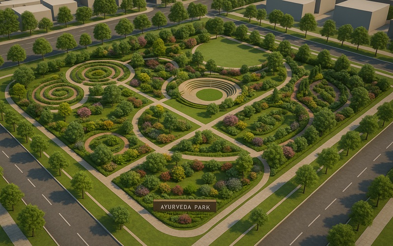 3D Model of Ayurveda Park landscaping in Sector 16B